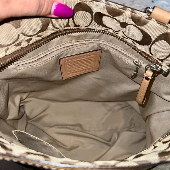 Coach Tan and Brown Signature Tote - Picture 3 of 4